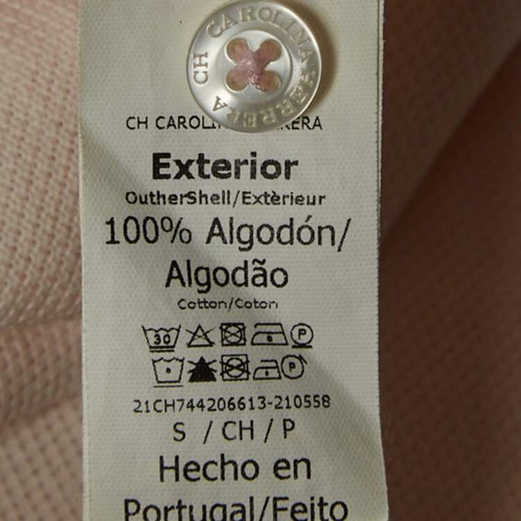 Pre Owned CH Carolina Herrera Light Pink Cotton Mini Polo Dress S