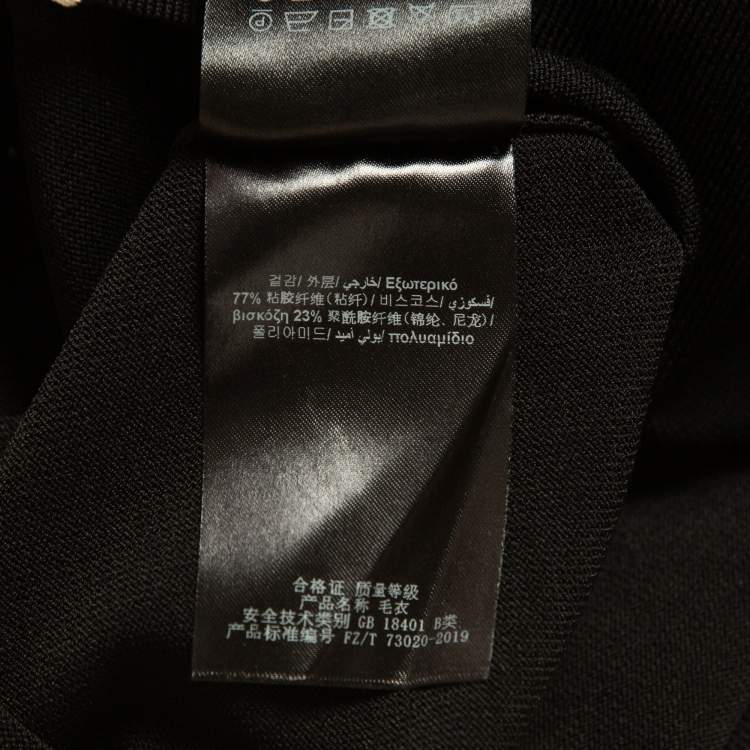 Pre Owned CH Carolina Herrera Black Knit Bow Detail Long Sleeve Top M