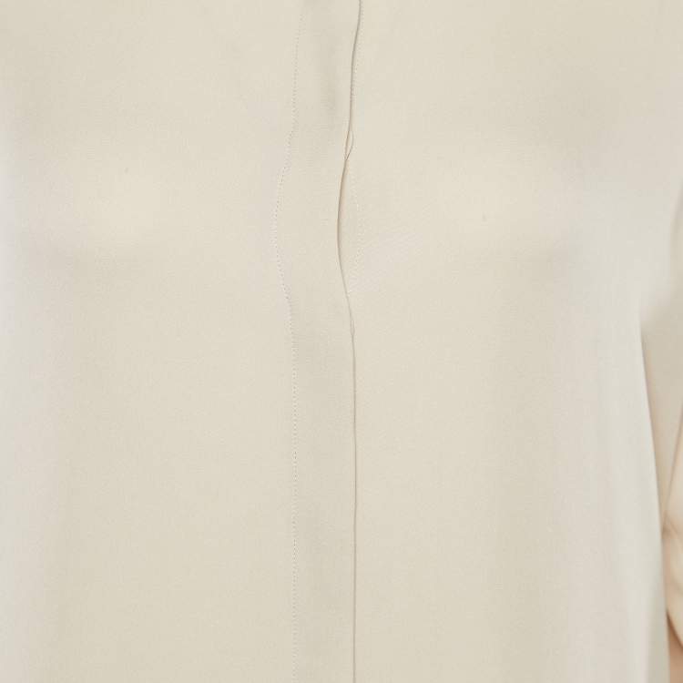 Pre Owned CH Carolina Herrera Beige Silk Buttoned Blouse L