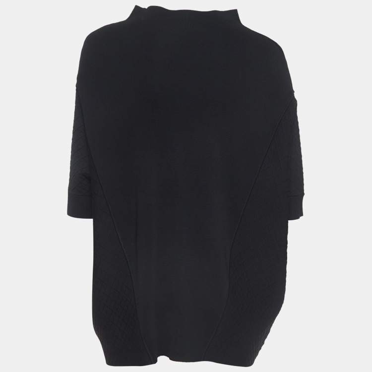 Pre Owned CH Carolina Herrera Black Logo Jacquard Knit Oversized Top S