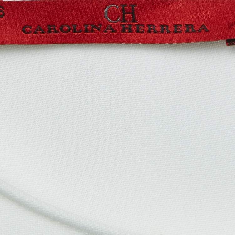 Pre Owned CH Carolina Herrera White Crepe Sleeveless Top M