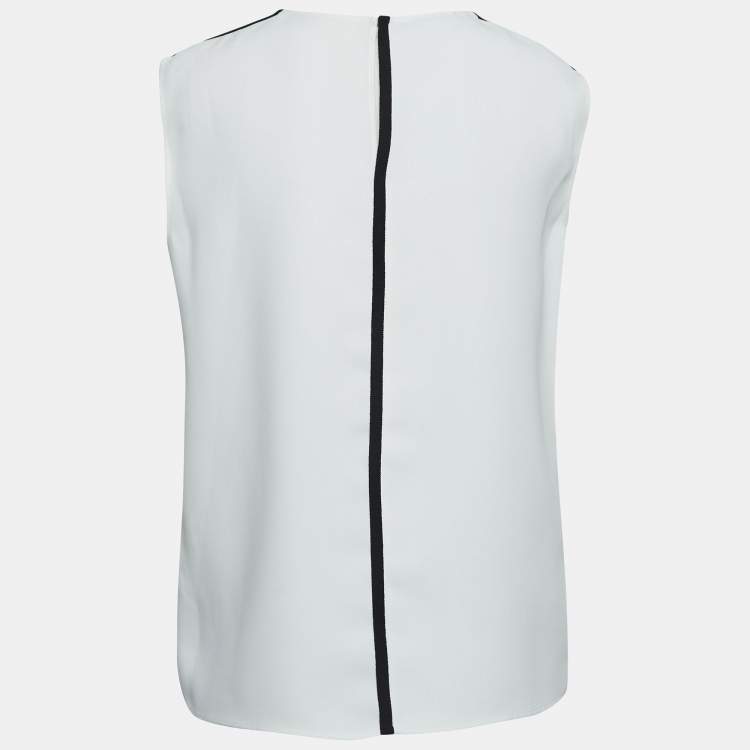 Pre Owned CH Carolina Herrera White Crepe Sleeveless Top M