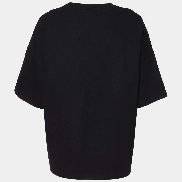 Pre Owned CH Carolina Herrera Black Knit Embellished Pocket T-Shirt L