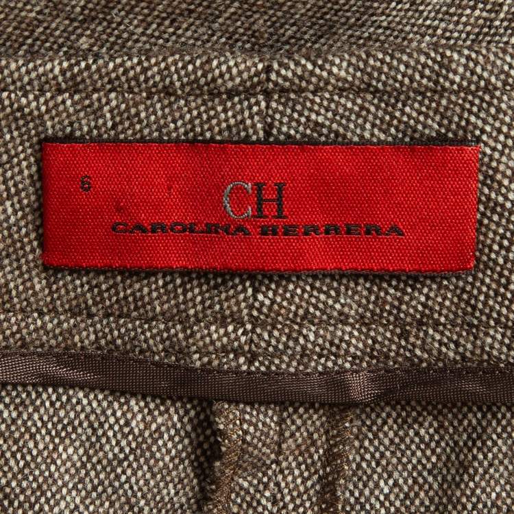 Pre Owned CH Carolina Herrera Brown Wool Blend Trousers M