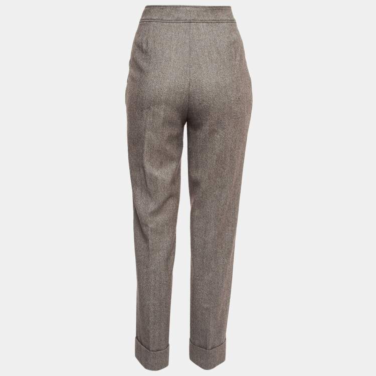Pre Owned CH Carolina Herrera Brown Wool Blend Trousers M