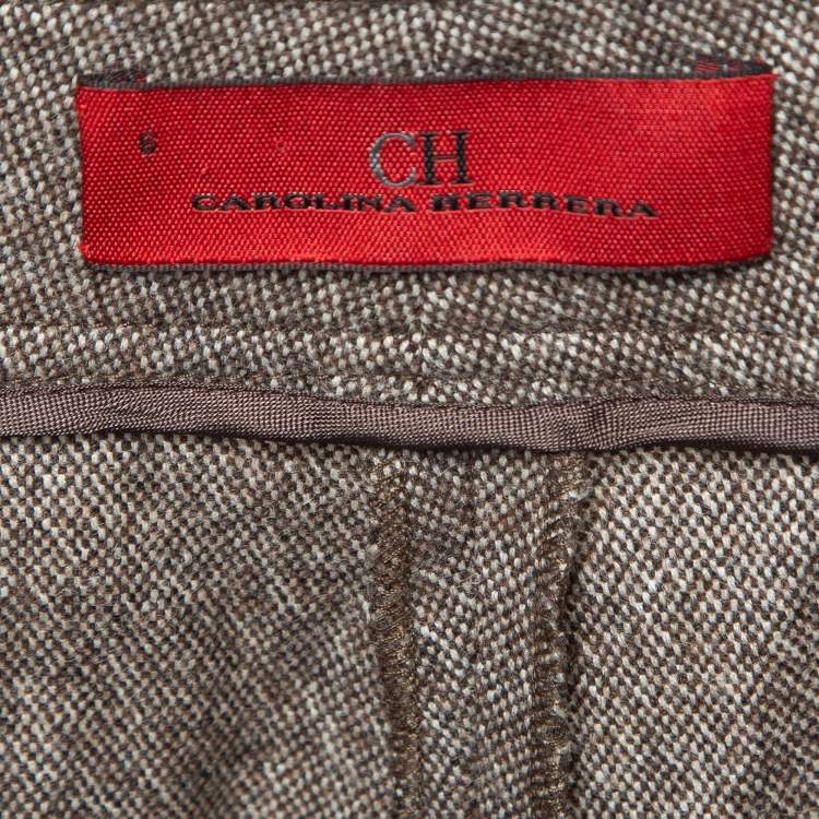 Pre Owned CH Carolina Herrera Brown Wool Blend Trousers M