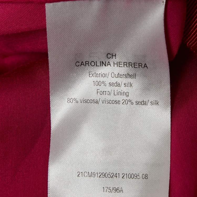 Pre Owned CH Carolina Herrera Pink Floral Print Silk Waist Tie-Up Midi Dress M
