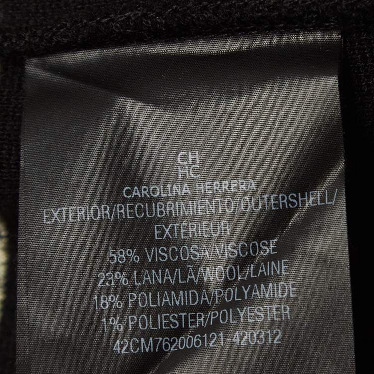 Pre Owned CH Carolina Herrera Black Contrast Border Knit Cropped Cardigan M