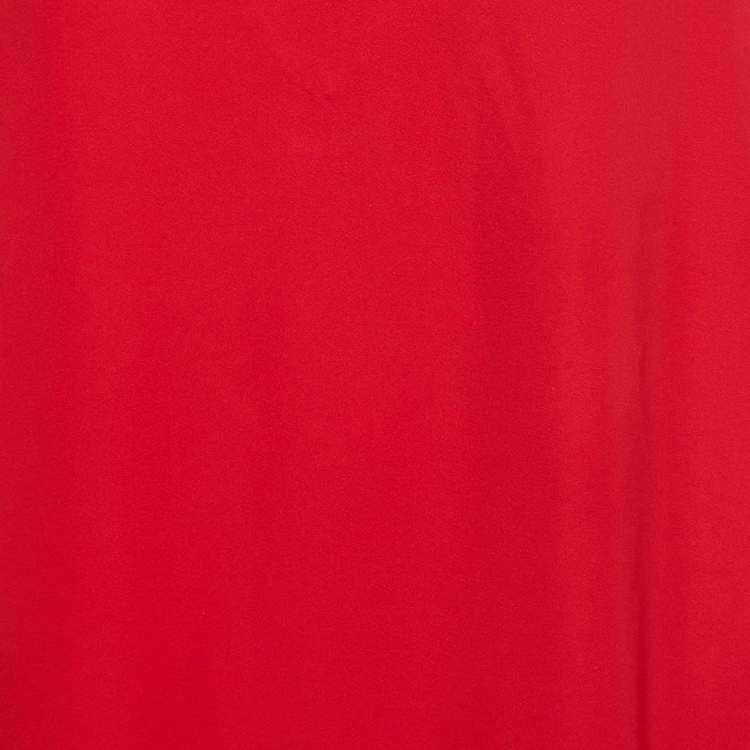 Pre Owned CH Carolina Herrera Red Stretch Crepe Balloon Sleeve Short Dress S