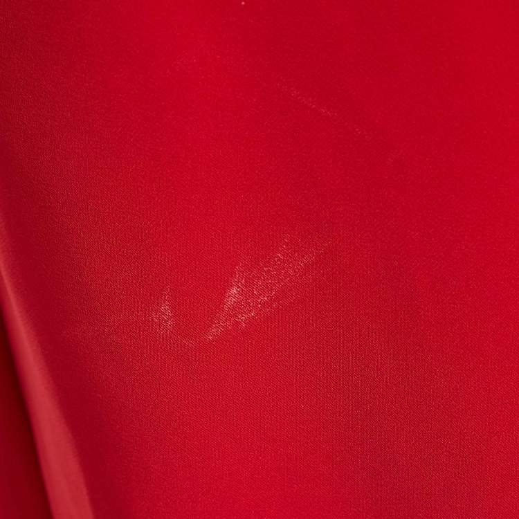 Pre Owned CH Carolina Herrera Red Stretch Crepe Balloon Sleeve Short Dress S