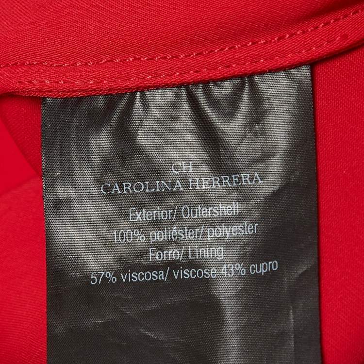 Pre Owned CH Carolina Herrera Red Stretch Crepe Balloon Sleeve Short Dress S
