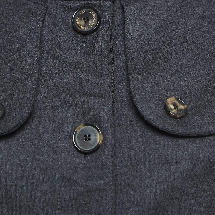 Pre Owned CH Carolina Herrera Grey Wool Button Front Jacket M