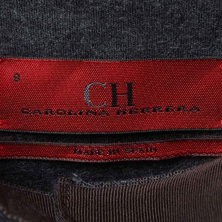 Pre Owned CH Carolina Herrera Grey Wool Button Front Jacket M