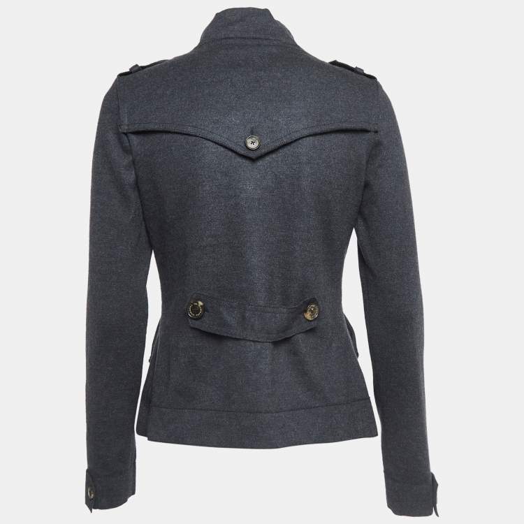 Pre Owned CH Carolina Herrera Grey Wool Button Front Jacket M