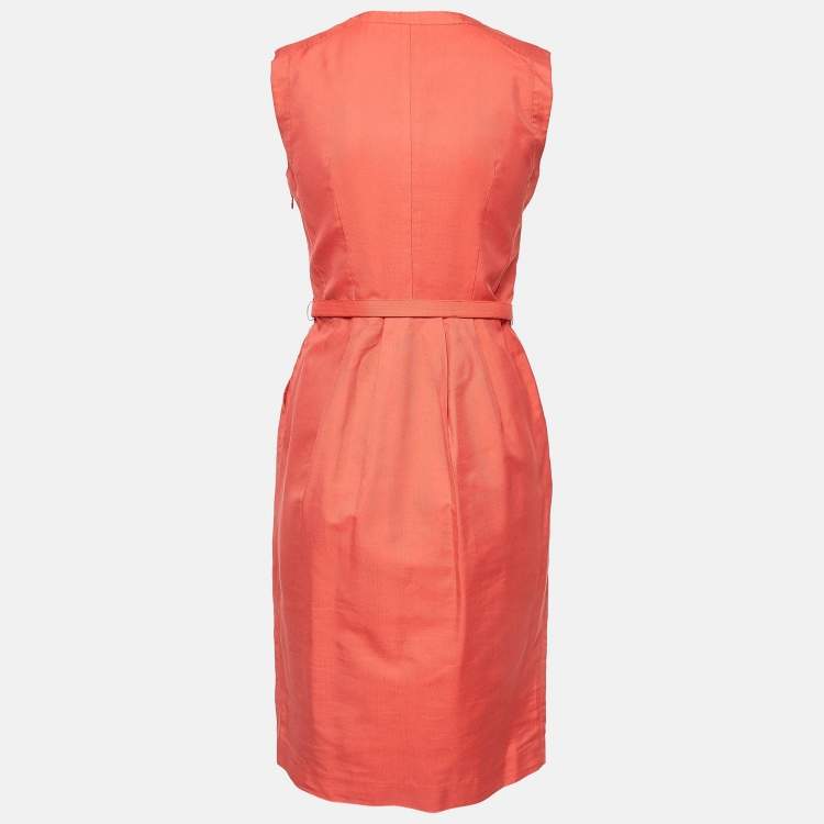 Pre Owned CH Carolina Herrera Orange Belted Sleeveless Dress S