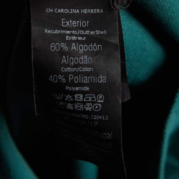 Pre Owned CH Carolina Herrera Green Pique Cotton Long Sleeve T-Shirt XS