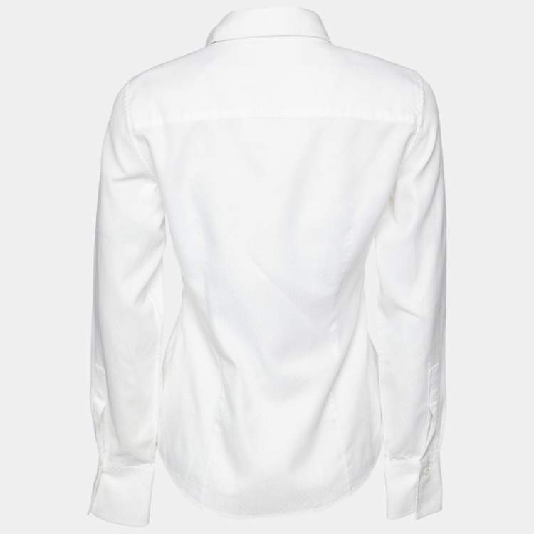 Pre Owned CH Carolina Herrera White Cotton Button Front Shirt M