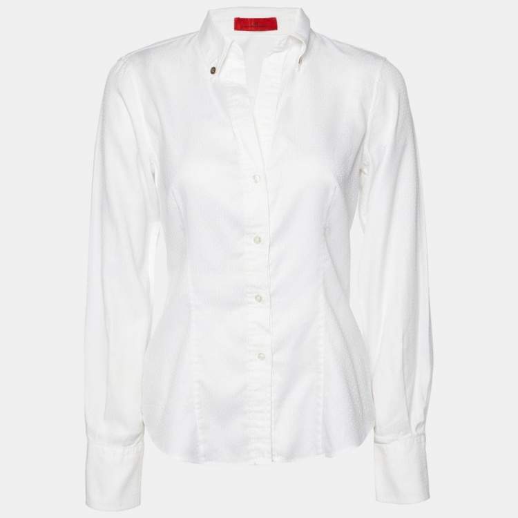 Pre Owned CH Carolina Herrera White Cotton Button Front Shirt M