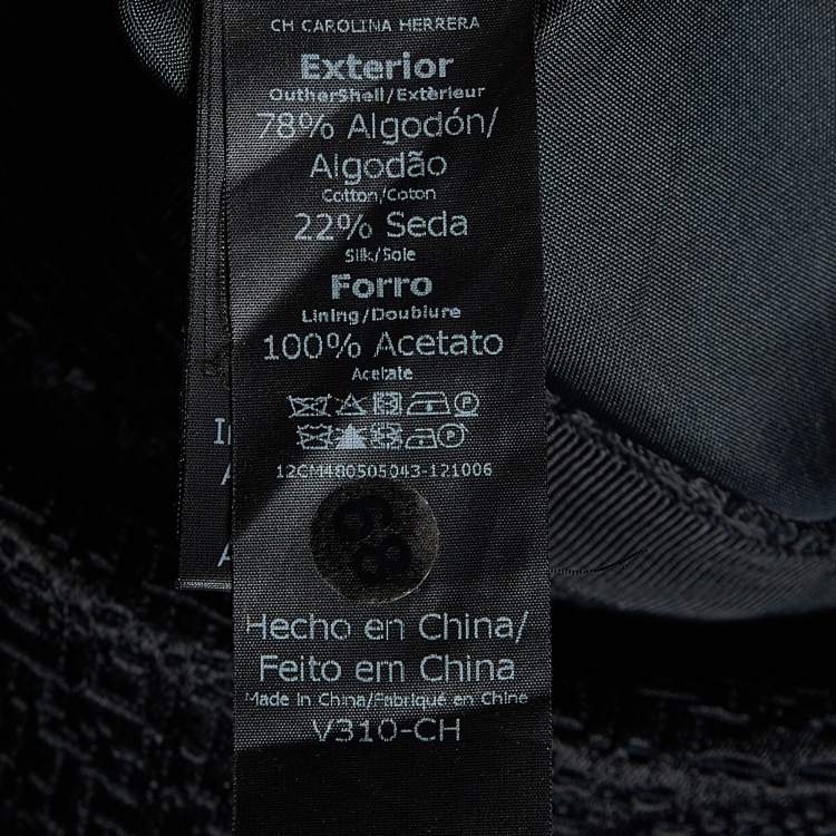 Pre Owned CH Carolina Herrera Black Cotton & Silk Pencil Skirt M