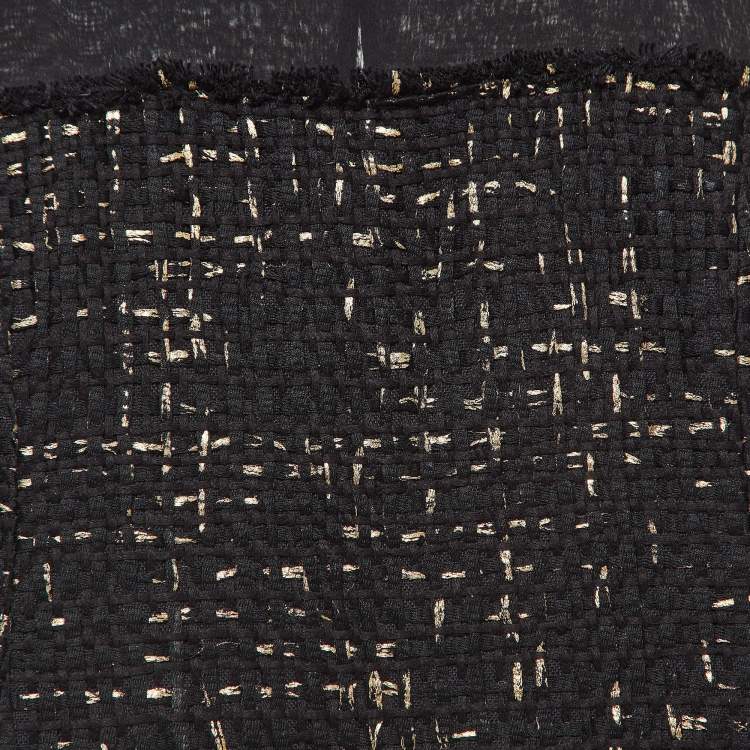 Pre Owned CH Carolina Herrera Black Tweed Sleeveless Mini Dress S