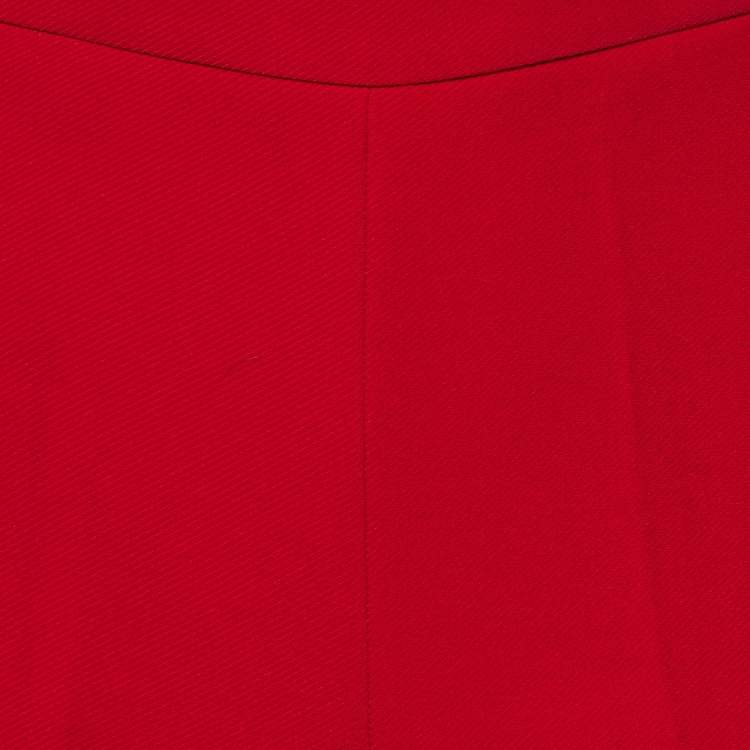 مملوكة مسبقًا CH Carolina Herrera Red Crepe Wide Leg Trousers S