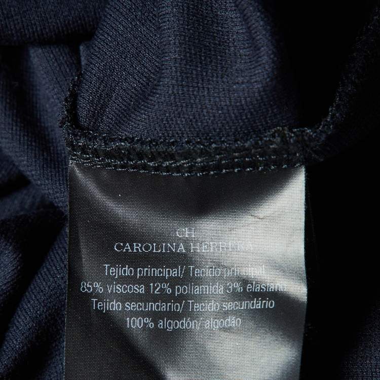 Pre Owned CH Carolina Herrera Midnight Blue Jersey Logo Collar Polo T-Shirt M