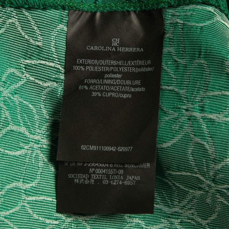 Pre Owned CH Carolina Herrera Green Floral Patterned Jacquard Sleeveless Gown M