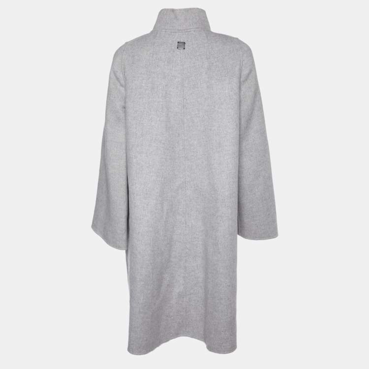 Pre Owned CH Carolina Herrera Grey Wool Mid-Length Coat S