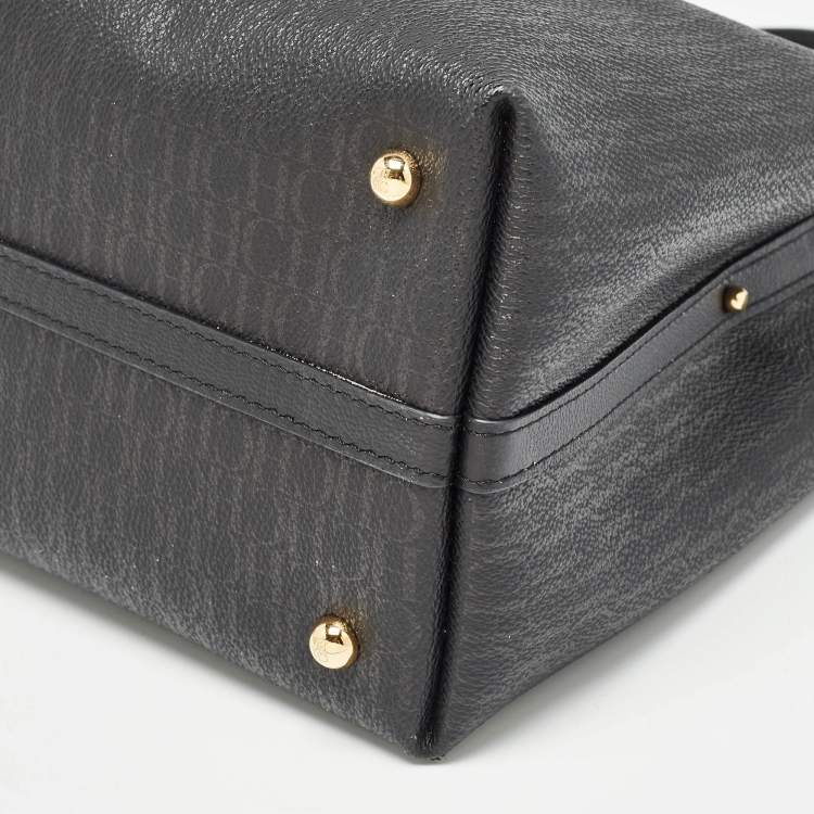 Pre Owned CH Carolina Herrera Black Monogram Coated Canvas Small Matryoshka Locked Tote