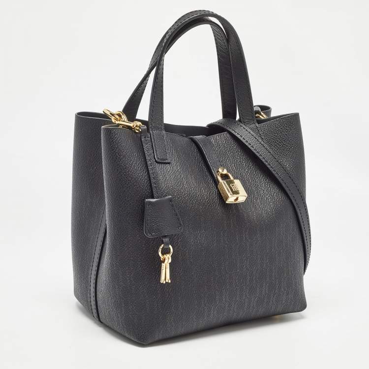 Pre Owned CH Carolina Herrera Black Monogram Coated Canvas Small Matryoshka Locked Tote