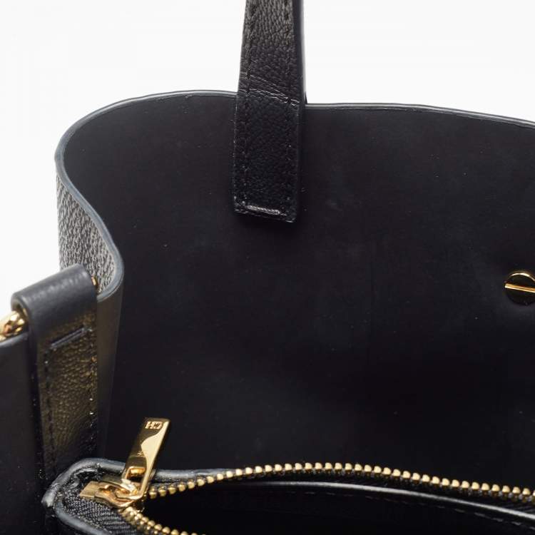 Pre Owned CH Carolina Herrera Black Monogram Coated Canvas Small Matryoshka Locked Tote