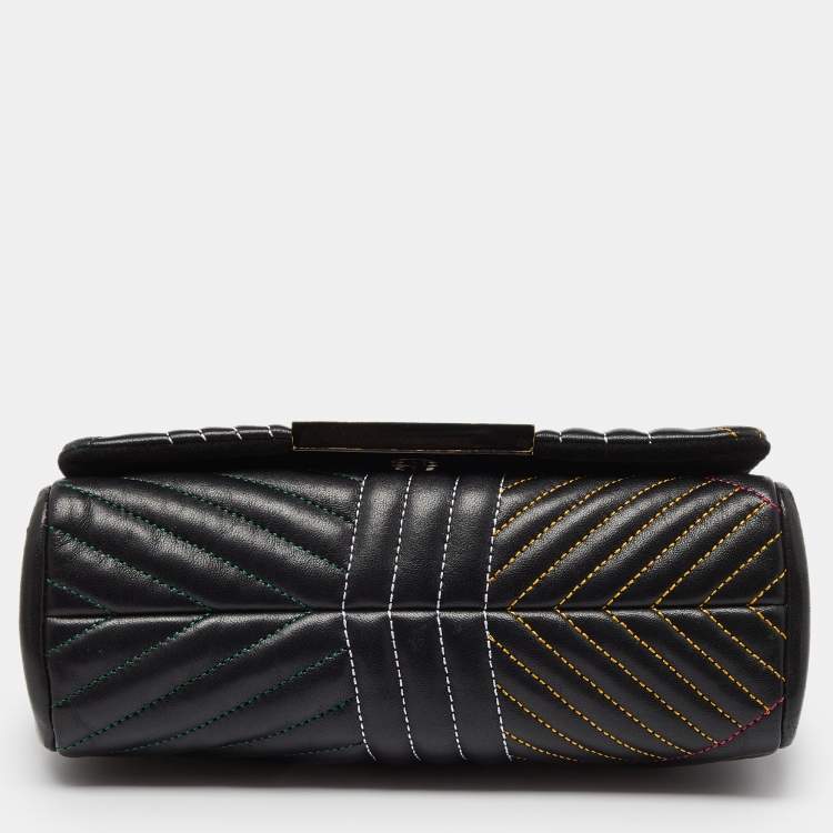 Pre Owned CH Carolina Herrera Black Quilted Leather Flap Chain Shoulder Bag