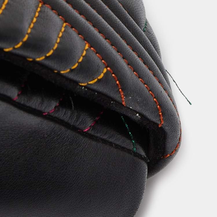 Pre Owned CH Carolina Herrera Black Quilted Leather Flap Chain Shoulder Bag