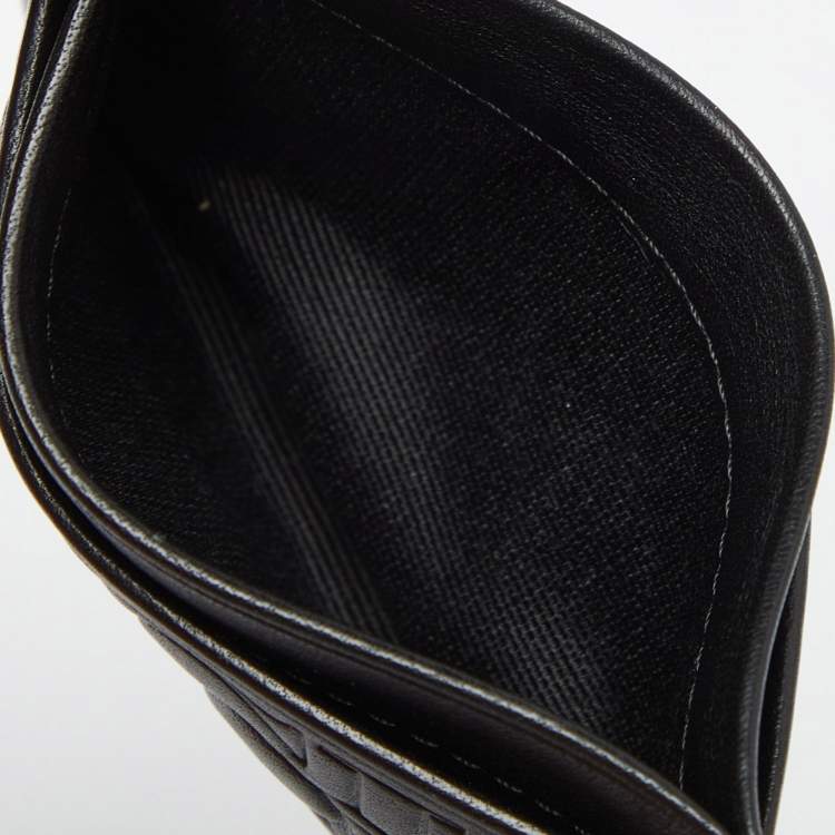 Pre Owned CH Carolina Herrera Black Monogram Embossed Leather Card Holder