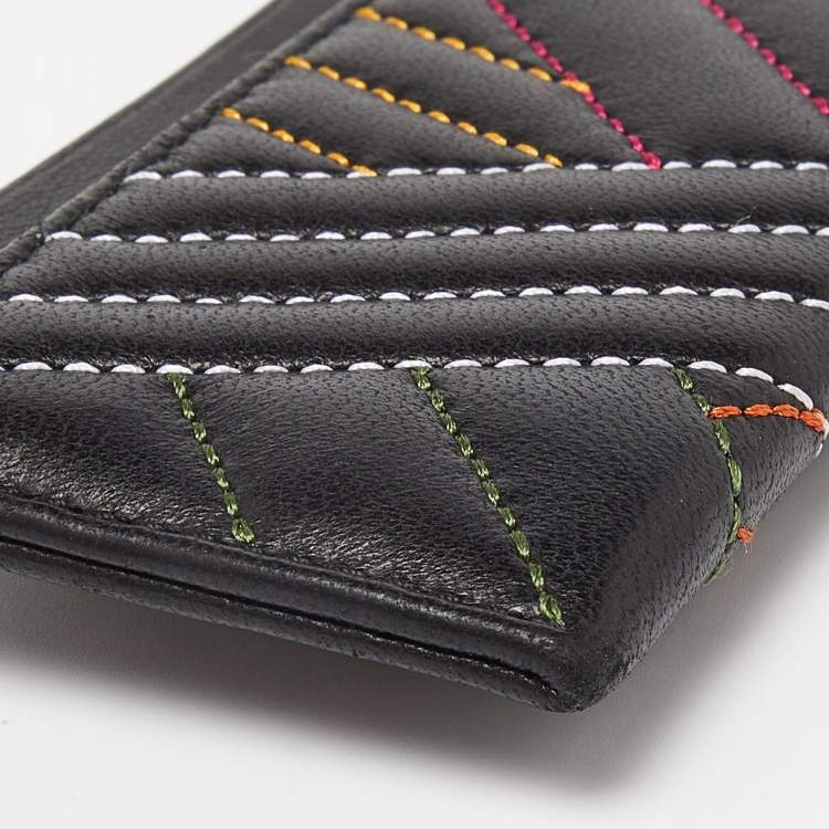 Pre Owned CH Carolina Herrera Black Quilted Leather Card Holder