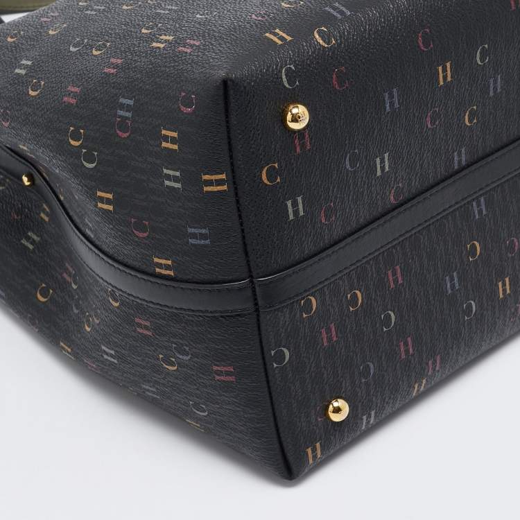 Pre Owned CH Carolina Herrera Black Monogram Coated Canvas Medium Matryoshka Locked Tote