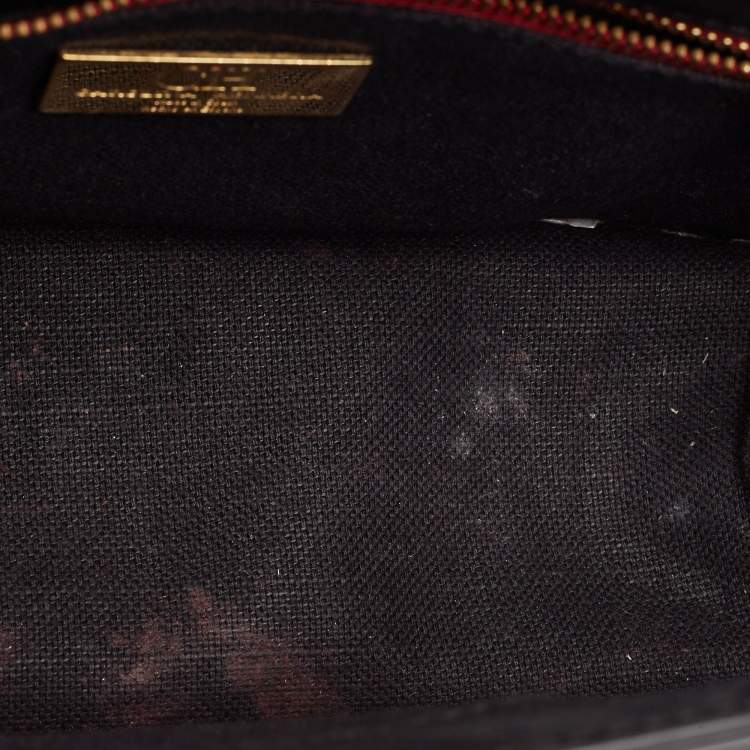 Pre Owned CH Carolina Herrera Black Monogram Embossed Leather Flap Shoulder Bag