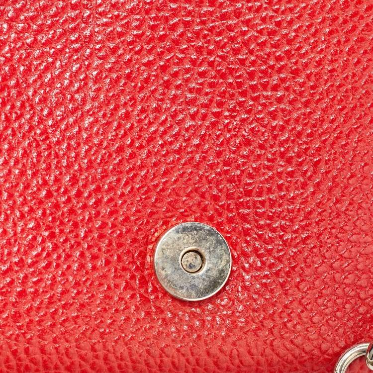 Pre Owned CH Carolina Herrera Red Leather Flap Chain Shoulder Bag