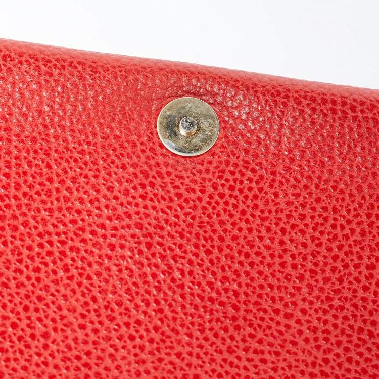 Pre Owned CH Carolina Herrera Red Leather Flap Chain Shoulder Bag