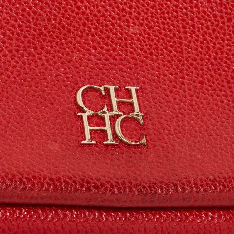 Pre Owned CH Carolina Herrera Red Leather Flap Chain Shoulder Bag