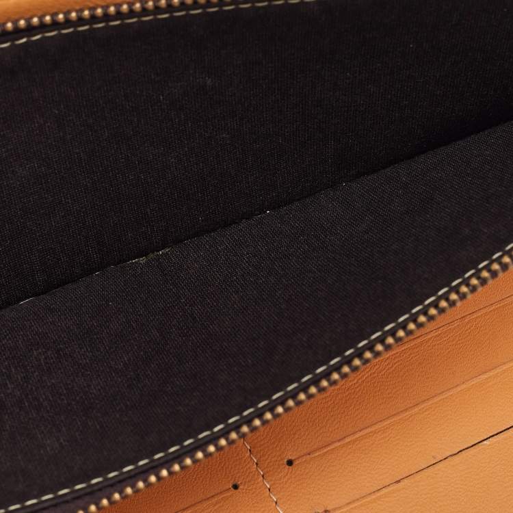Pre Owned CH Carolina Herrera Beige/Tan Signature Coated Canvas and Leather Wallet