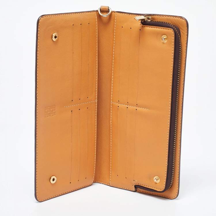 Pre Owned CH Carolina Herrera Beige/Tan Signature Coated Canvas and Leather Wallet
