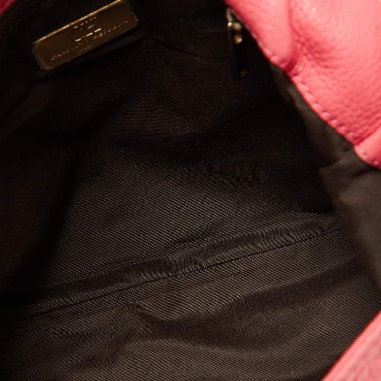 Pre Owned CH Carolina Herrera Pink Monogram Embossed Leather Audrey Shoulder Bag