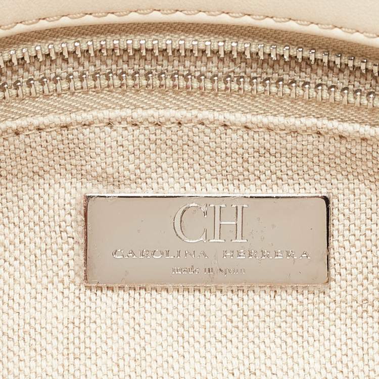 Pre Owned CH Carolina Herrera Yellow Quilted Leather Chain Clutch