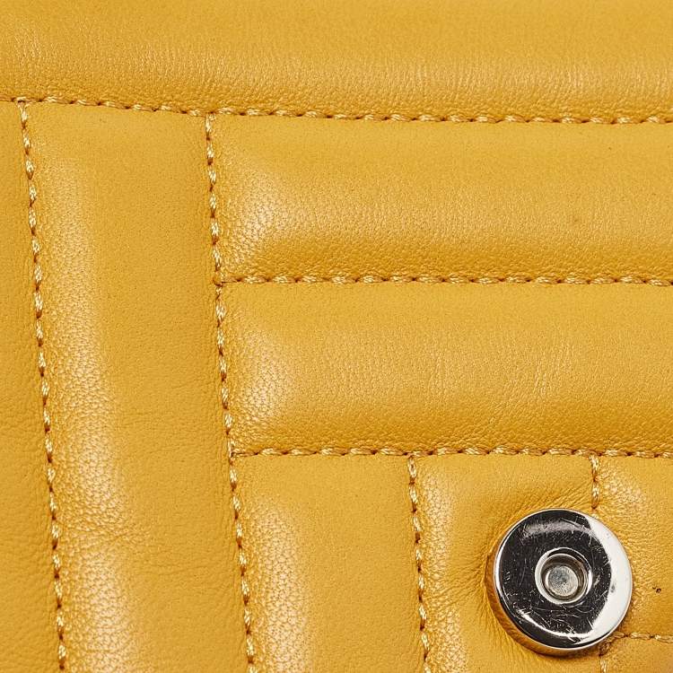 Pre Owned CH Carolina Herrera Yellow Quilted Leather Chain Clutch