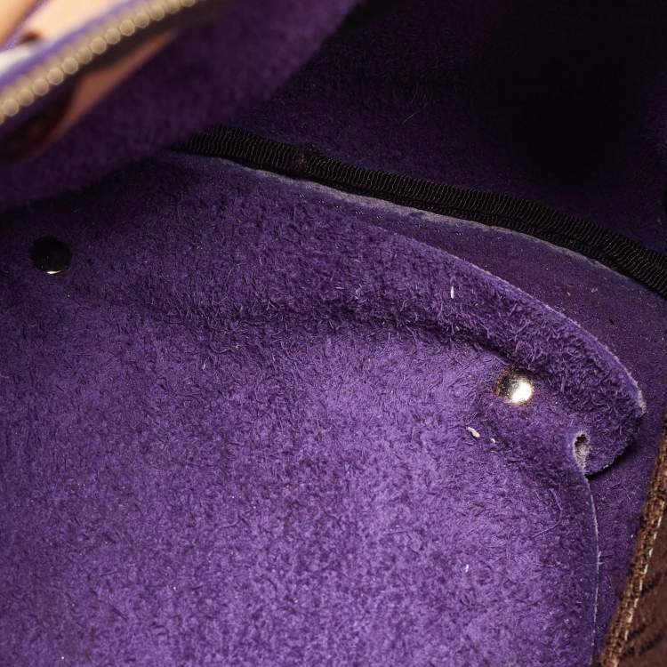 Pre Owned CH Carolina Herrera Purple Monogram Leather Andy Boston Bag