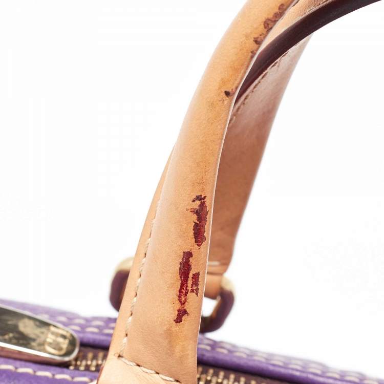 Pre Owned CH Carolina Herrera Purple Monogram Leather Andy Boston Bag