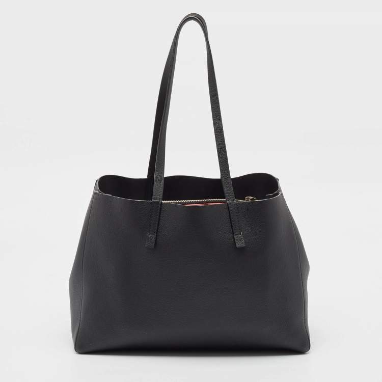 Pre Owned CH Carolina Herrera Black Leather Editors Shopping Zip Tote