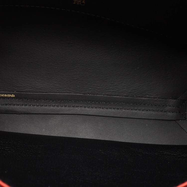Pre Owned CH Carolina Herrera Black Leather Editors Shopping Zip Tote