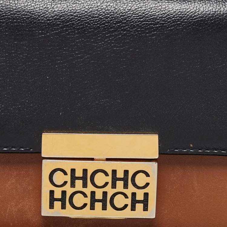 Pre Owned CH Carolina Herrera Tri Color Monogram Coated Canvas and Leather Top Handle Bag